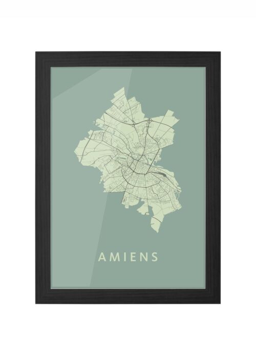 amiens stadskaart poster ingelijst in zwarte lijst