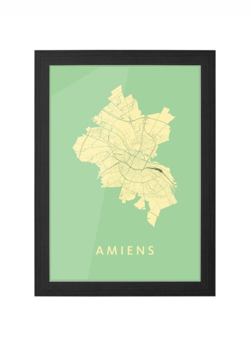 amiens stadskaart poster ingelijst in zwarte lijst