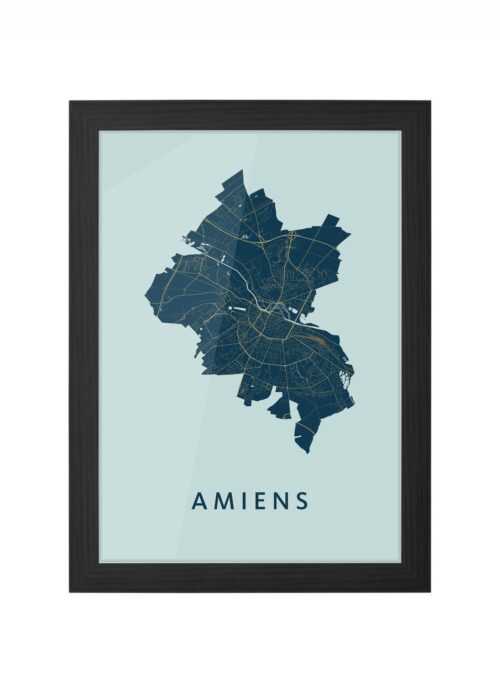 amiens stadskaart poster ingelijst in zwarte lijst