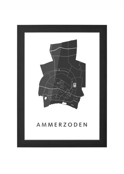 ammerzoden stadskaart poster ingelijst in zwarte lijst