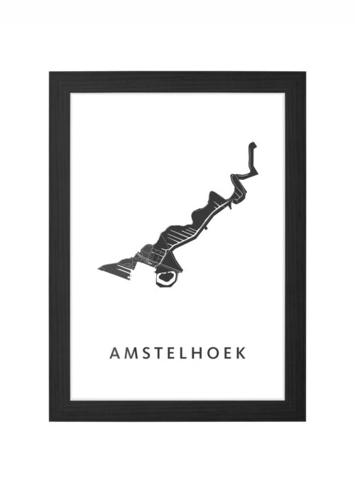 amstelhoek kaart poster ingelijst in zwarte lijst