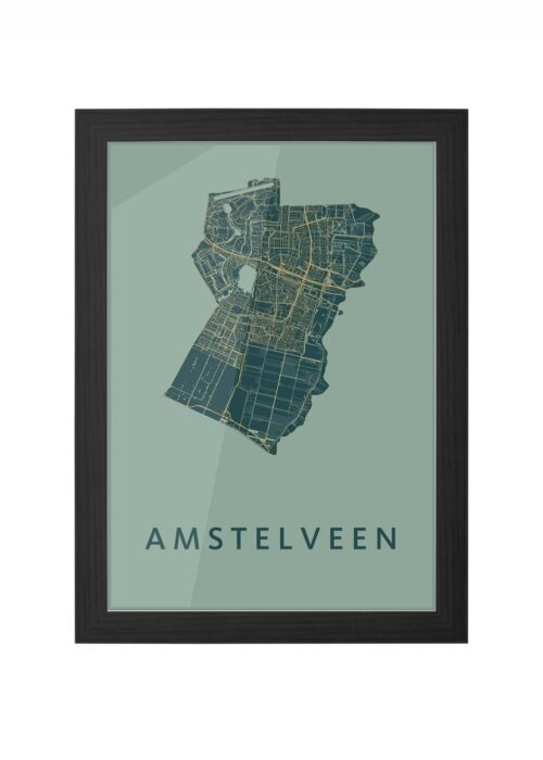 amstelveen stadskaart poster ingelijst in zwarte lijst