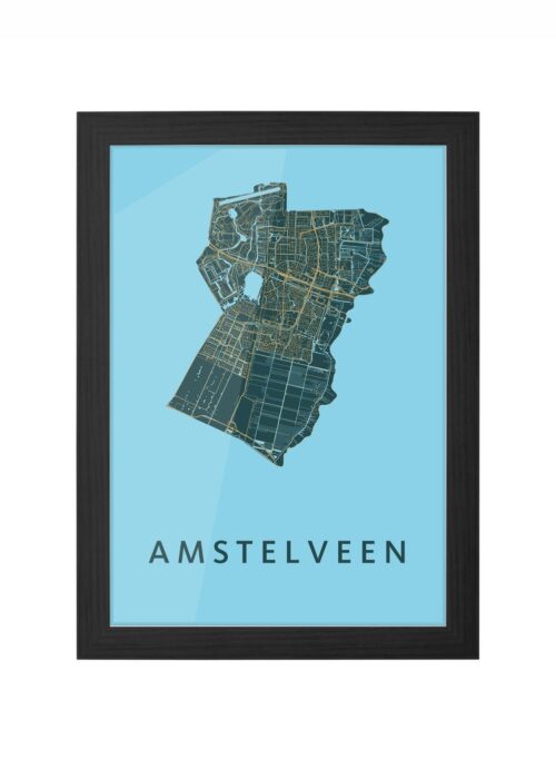 amstelveen stadskaart poster ingelijst in zwarte lijst