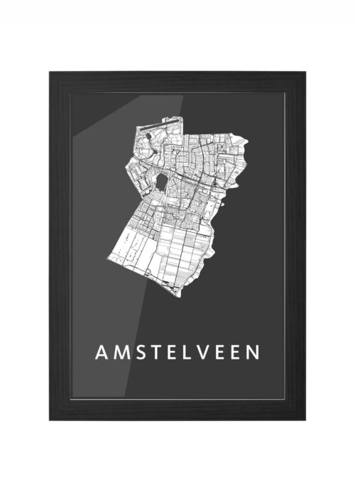 amstelveen stadskaart poster ingelijst in zwarte lijst