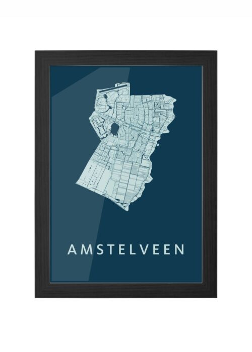 amstelveen stadskaart poster ingelijst in zwarte lijst