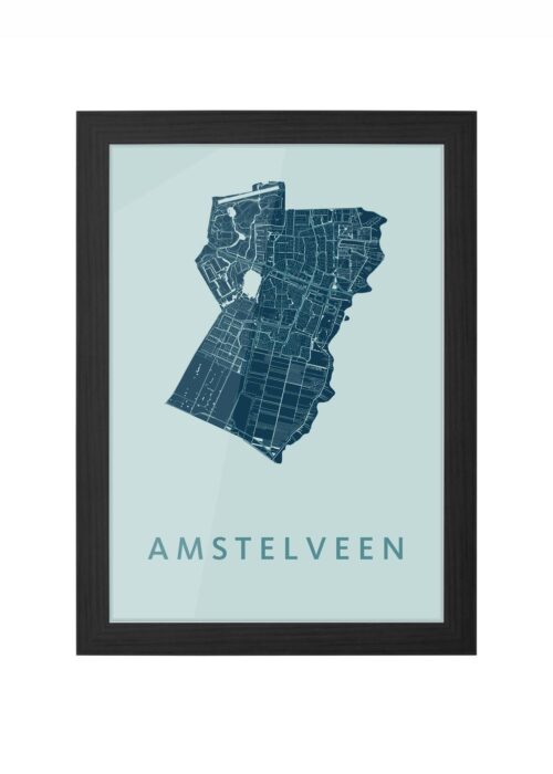 amstelveen stadskaart poster ingelijst in zwarte lijst