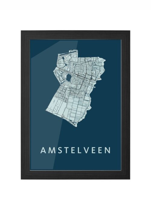 amstelveen stadskaart poster ingelijst in zwarte lijst