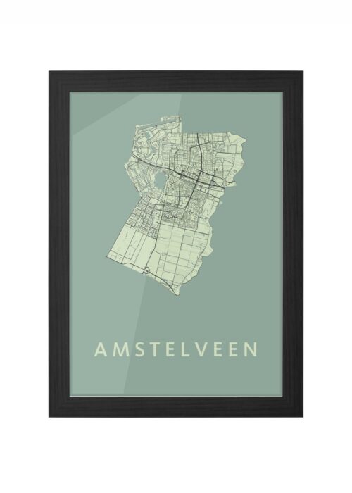 amstelveen stadskaart poster ingelijst in zwarte lijst