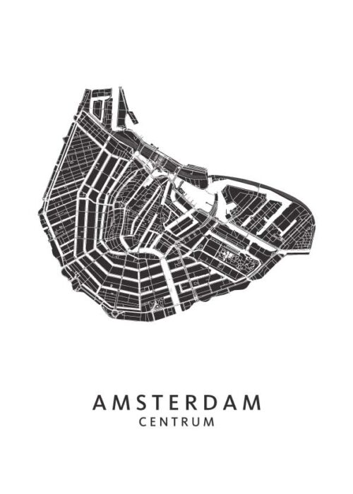 Centrum wijkkaart Amsterdam poster
