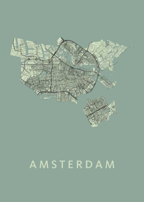 Amsterdam stadskaart poster Olive