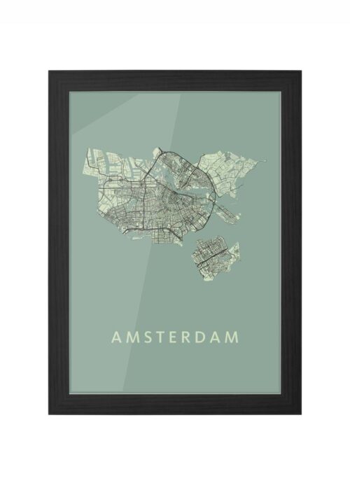 amsterdam stadskaart poster kopen ingelijst in zwarte lijst