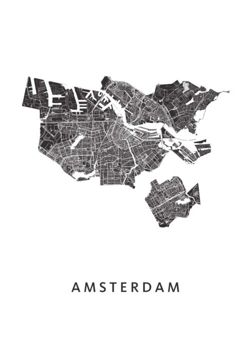 Amsterdam stadskaart poster White