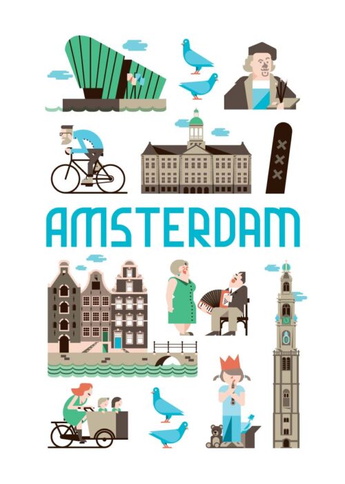 Amsterdam - Illustratie Poster - Jochem Coenen