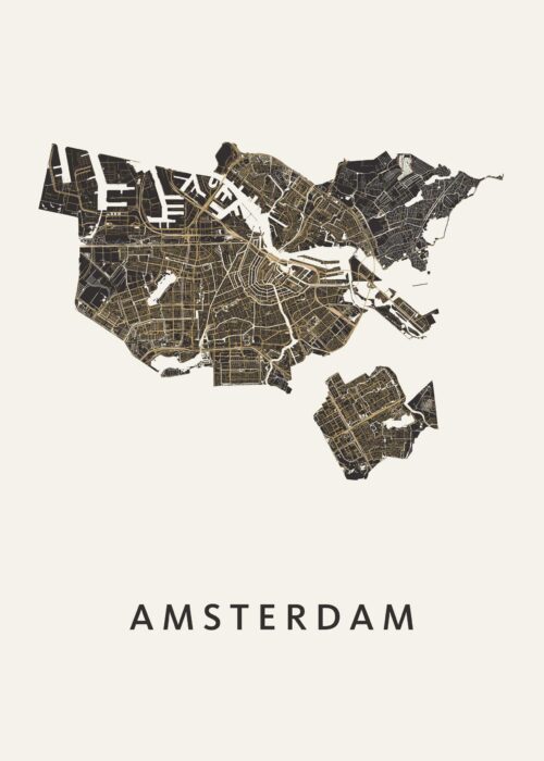 Amsterdam stadskaart poster Khaki
