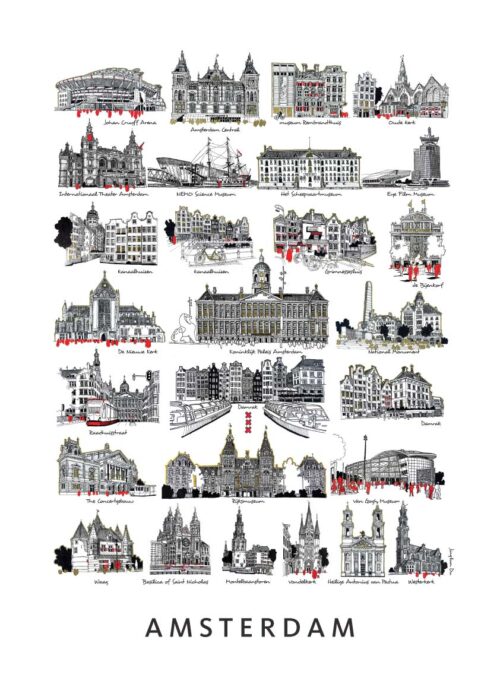 Stadsschets van Amsterdam Poster