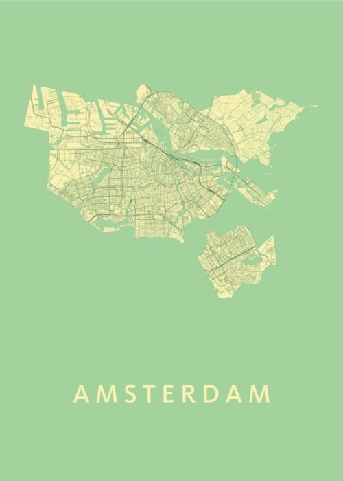 Amsterdam stadskaart poster Spring