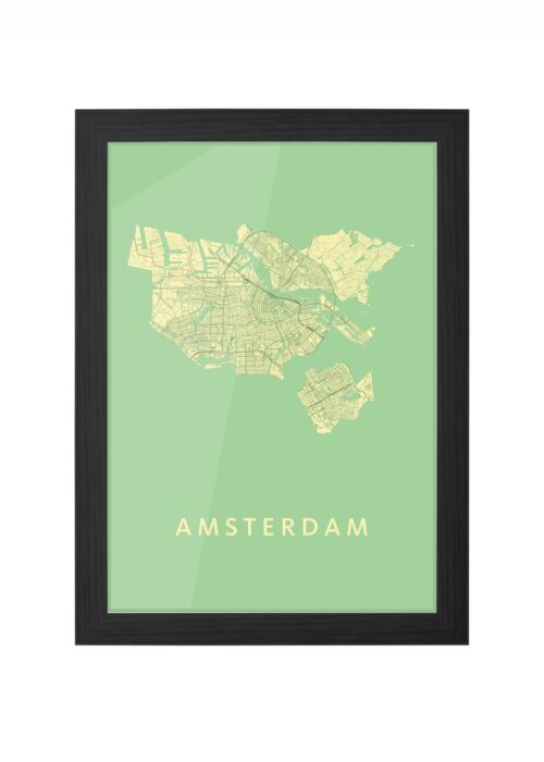 amsterdam stadskaart poster kopen ingelijst in zwarte lijst
