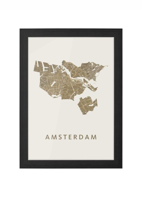 amsterdam stadskaart poster kopen ingelijst in zwarte lijst