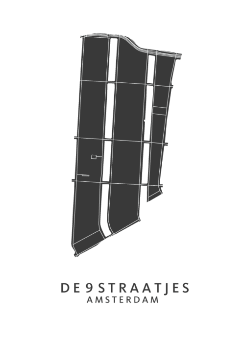 9 straatjes wijkkaart Amsterdam poster