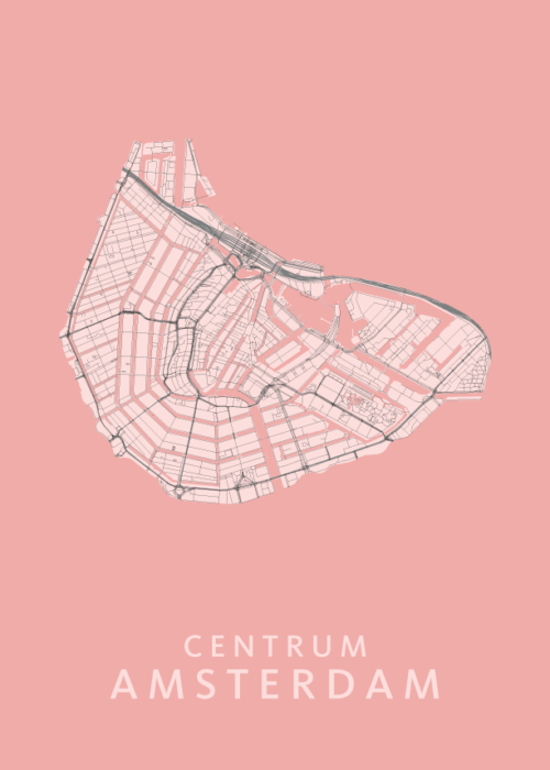 Centrum wijkkaart Amsterdam poster