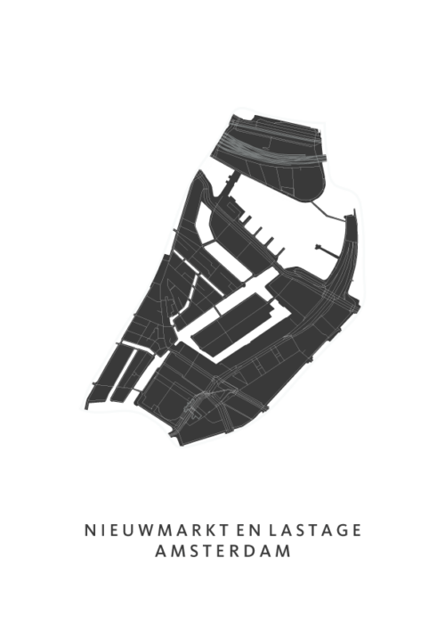 Nieuwmarkt wijkkaart Amsterdam poster