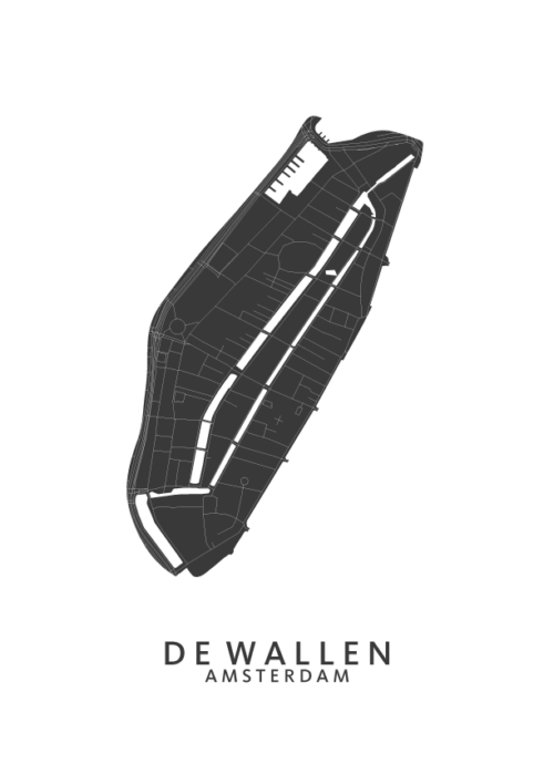 De Wallen wijkkaart Amsterdam poster