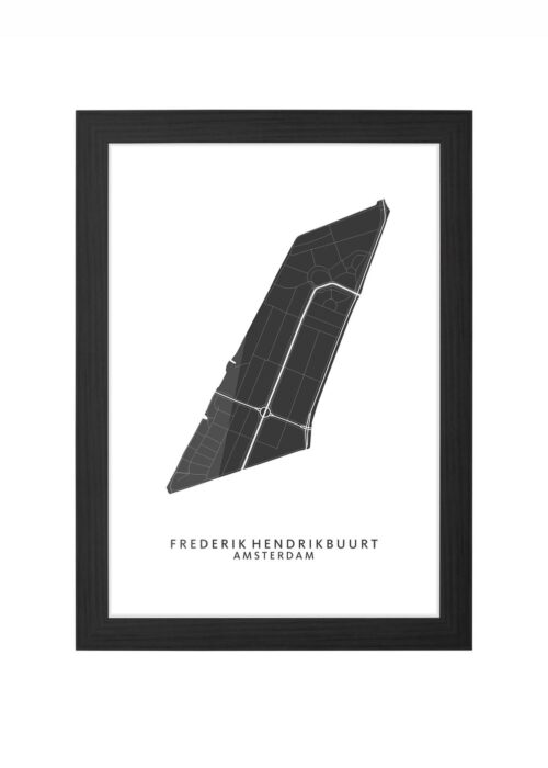 frederik hendrikbuurt wijkkaart amsterdam poster ingelijst in zwarte lijst