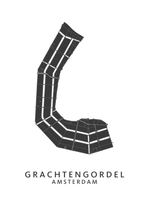 Grachtengordel wijkkaart Amsterdam poster