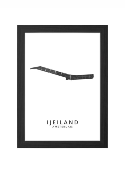 ijeiland wijkkaart amsterdam poster ingelijst in zwarte lijst