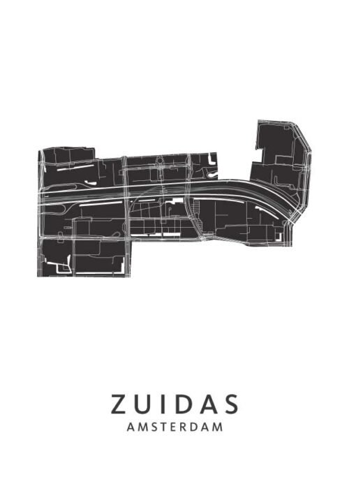 Zuidas wijkkaart Amsterdam poster