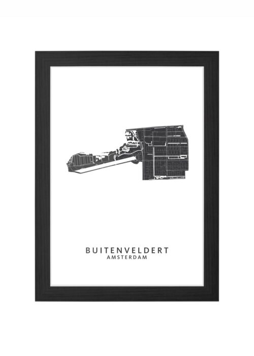 buitenveldert wijkkaart amsterdam poster ingelijst in zwarte lijst