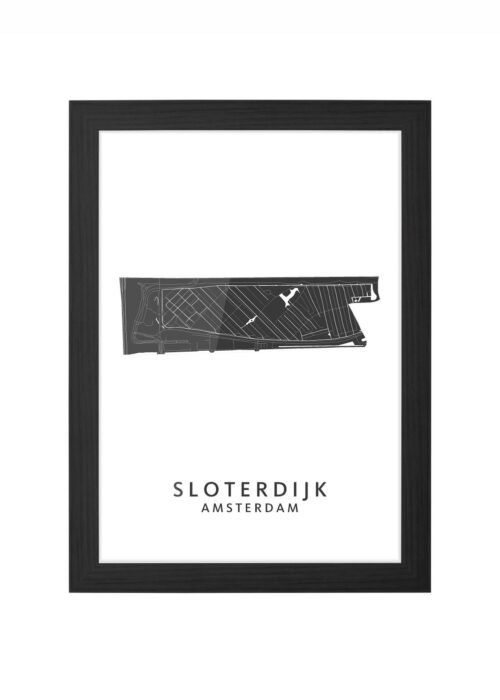 sloterdijk wijkkaart amsterdam poster ingelijst in zwarte lijst
