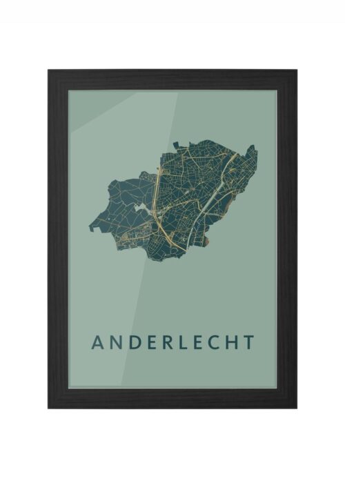 anderlecht stadskaart poster ingelijst in zwarte lijst