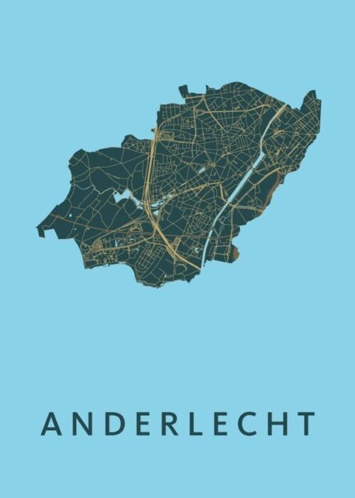 Anderlecht Stadskaart poster Azure