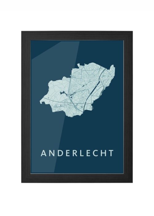 anderlecht stadskaart poster ingelijst in zwarte lijst