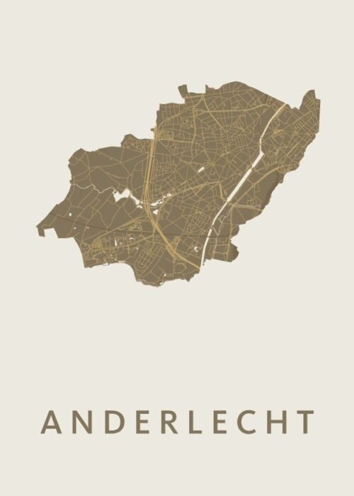 Anderlecht Stadskaart poster Gold
