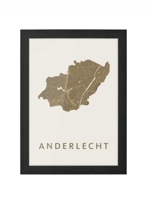 anderlecht stadskaart poster ingelijst in zwarte lijst