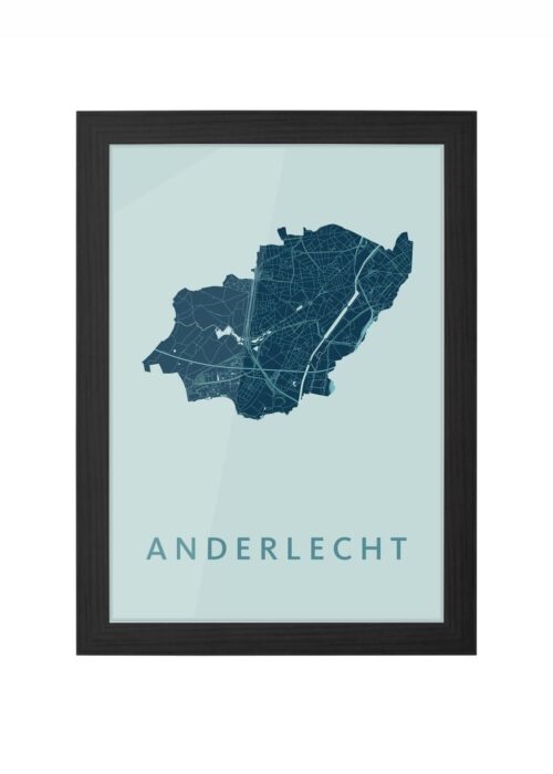 anderlecht stadskaart poster ingelijst in zwarte lijst