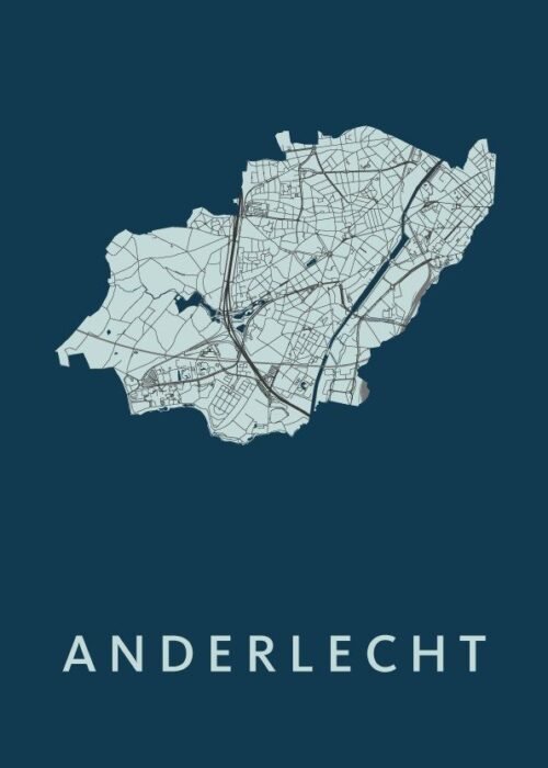Anderlecht Stadskaart poster Navy