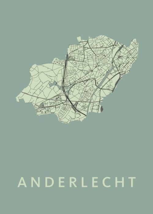 Anderlecht Stadskaart poster Olive