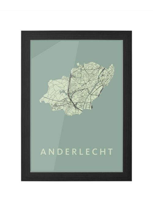 anderlecht stadskaart poster ingelijst in zwarte lijst