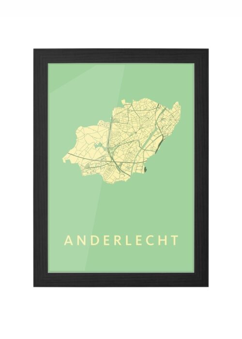 anderlecht stadskaart poster ingelijst in zwarte lijst