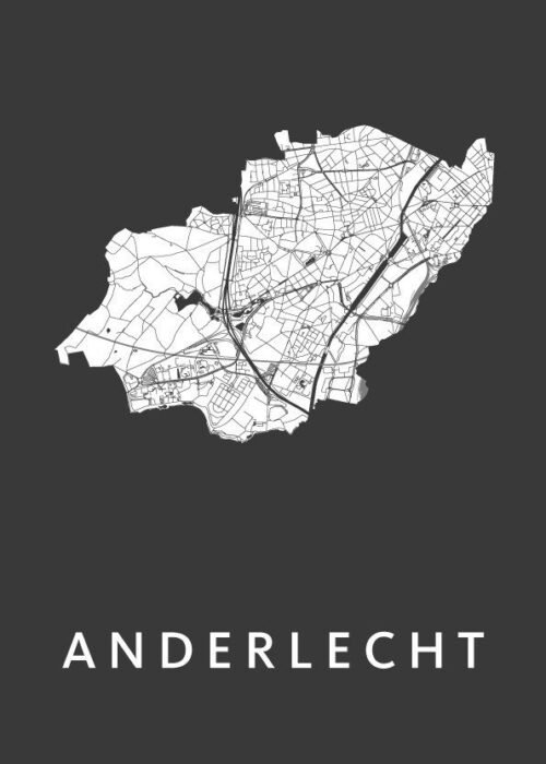 Anderlecht Stadskaart poster Black