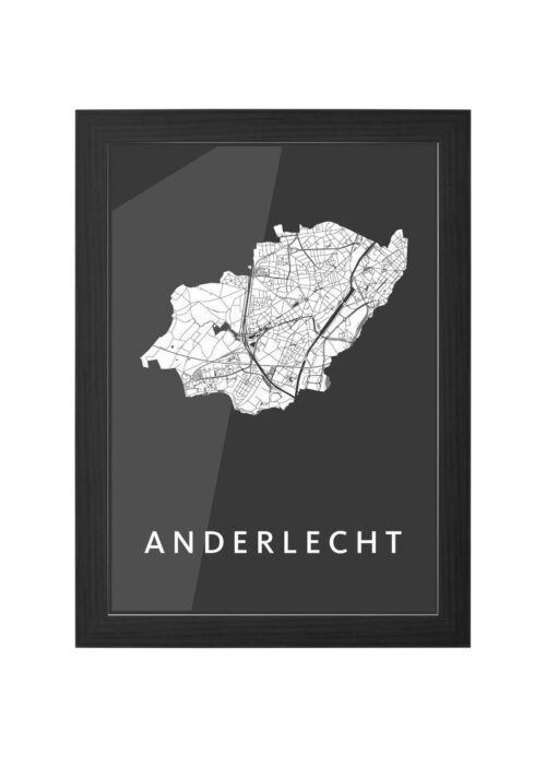anderlecht stadskaart poster ingelijst in zwarte lijst