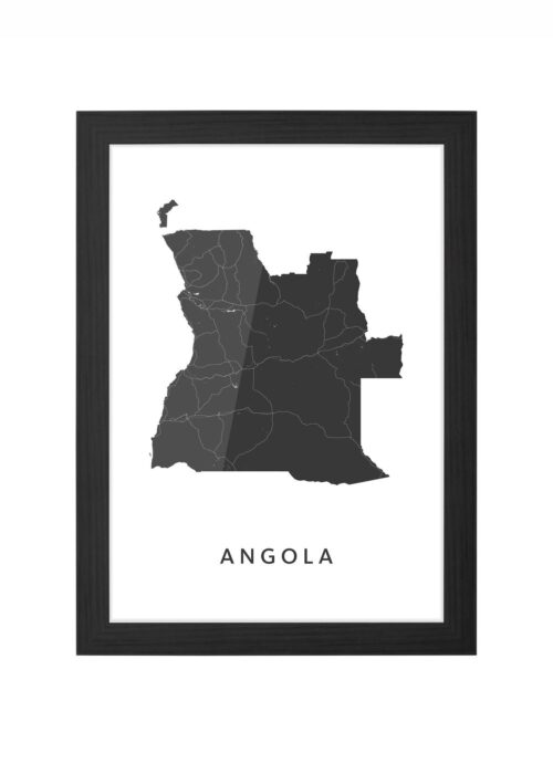 angola landkaart poster ingelijst in zwarte lijst