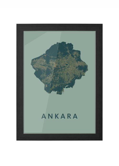 ankara stadskaart poster ingelijst in zwarte lijst