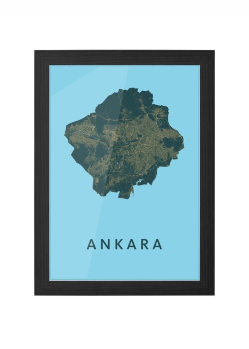 ankara stadskaart poster ingelijst in zwarte lijst