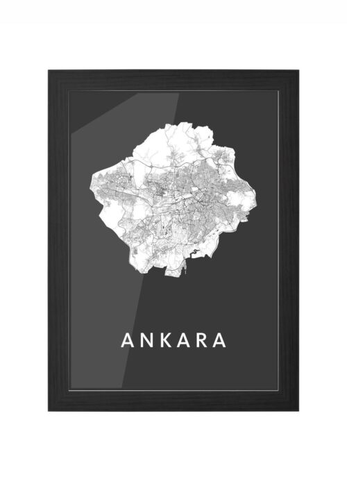 ankara stadskaart poster ingelijst in zwarte lijst