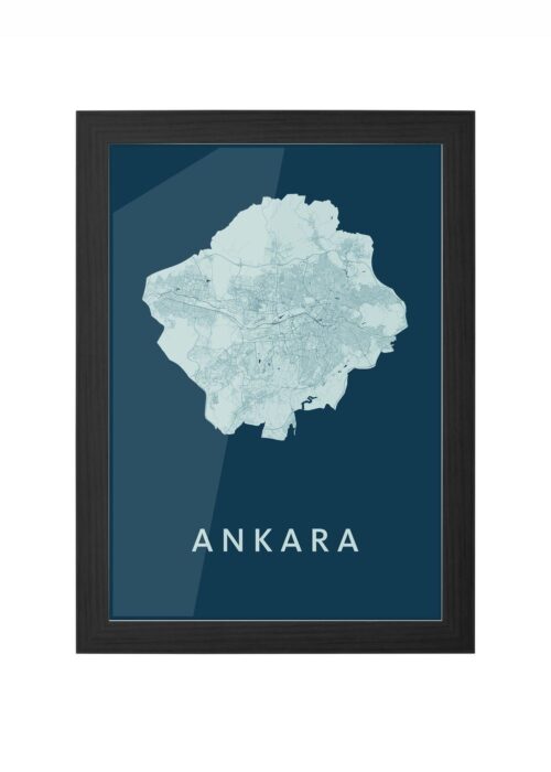 ankara stadskaart poster ingelijst in zwarte lijst