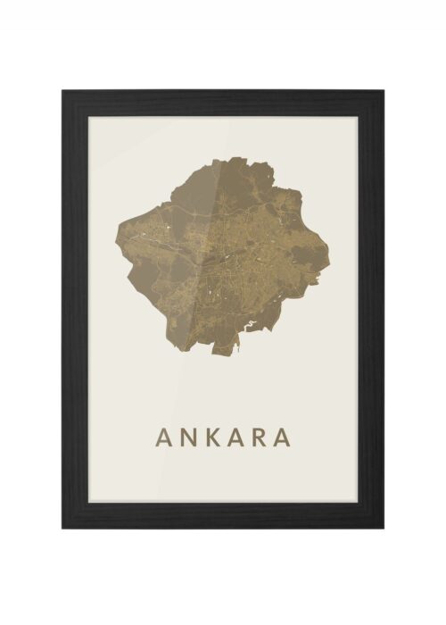ankara stadskaart poster ingelijst in zwarte lijst